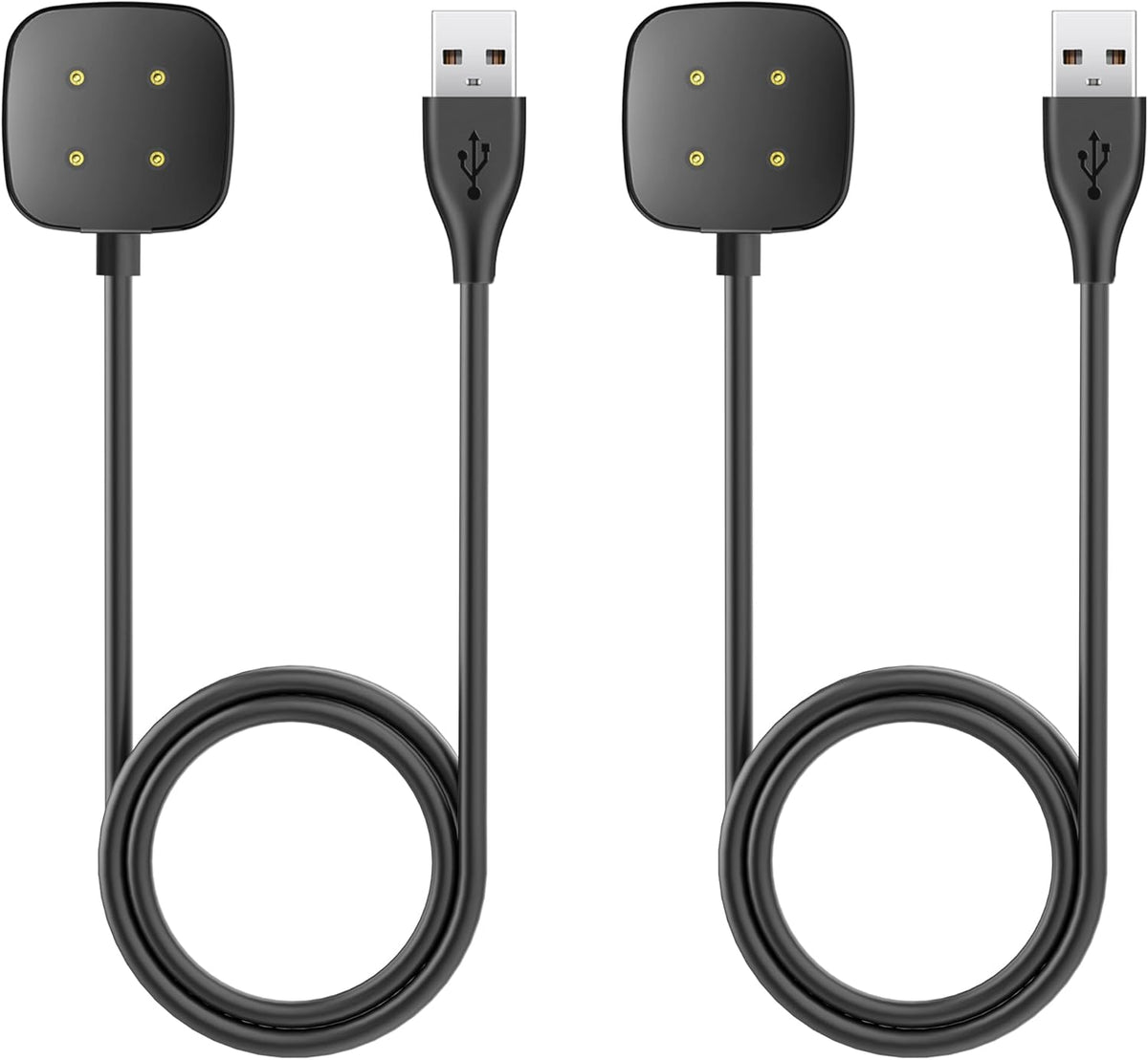 Compatible with Fitbit Sense/Sense 2/Versa 3/Versa 4 Charger, 2 Pack Replacement USB Charging Cable Dock Stand for