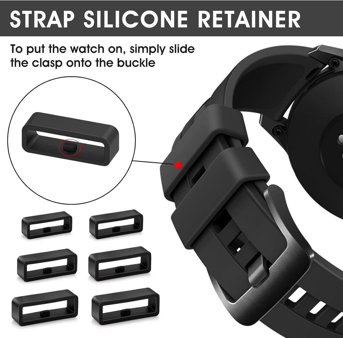 Silicone Watch Band Loops Watch Strap Keeper Replacement Fastener Rings for Universal Watch