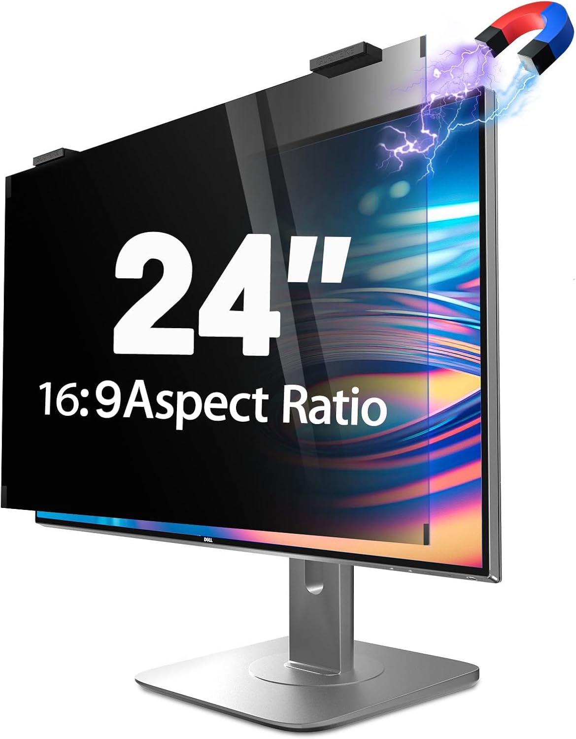 Magnetic Computer Privacy Screen 24 inch, Hanging Privacy Screen for Computer Monitor for 16:9 Frameless Monitor, Eye Protection Anti Glare Anti Blue Light Filter