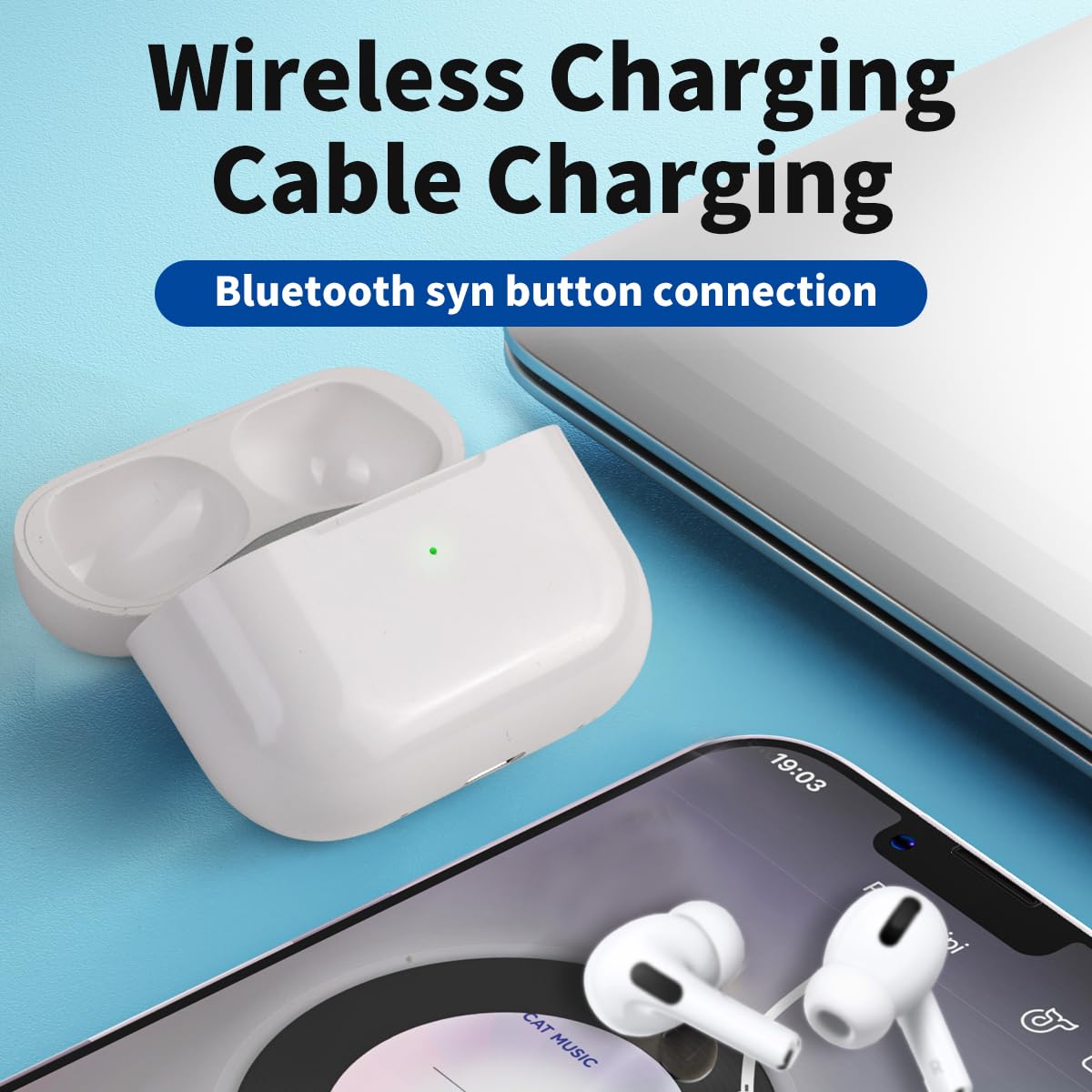 Replacement Charging Case for AirPods Pro, Wireless Charging Compatible, 1st and 2nd Generation,(USB-C) (Earbuds Not lncluded) (White)