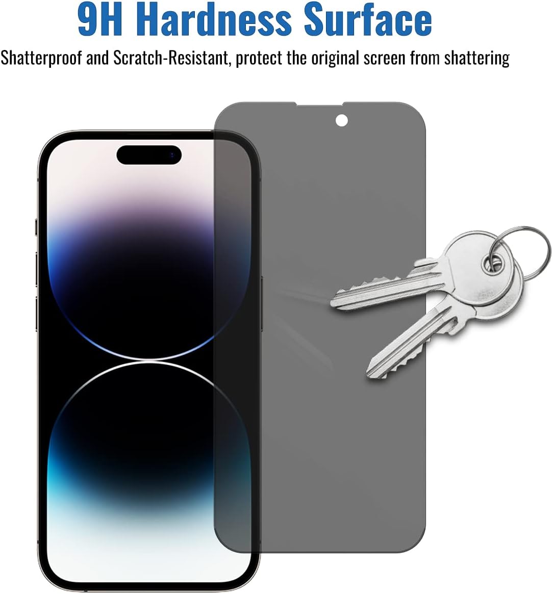 3 Pack Privacy Screen Protector for iPhone 14 Pro Max [6.7 inch] - 9H Anti-Scratch, Case Friendly, Dynamic Island