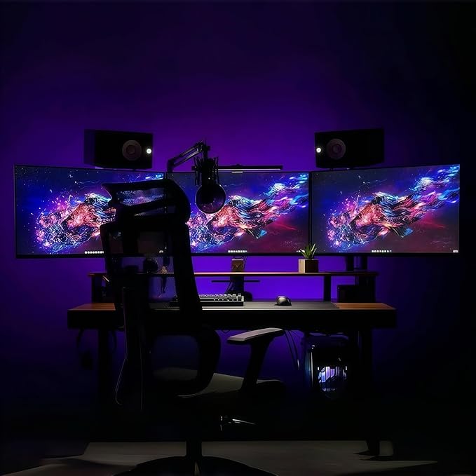 Kado Triple Monitor Setup - 3-Pack 27 1920x1080 Curved Computer Monitor 1500R 75Hz VESA Mount HDMI Office Gaming Hybrid Sim Racing Built-in Speakers (C27 Trio Series)