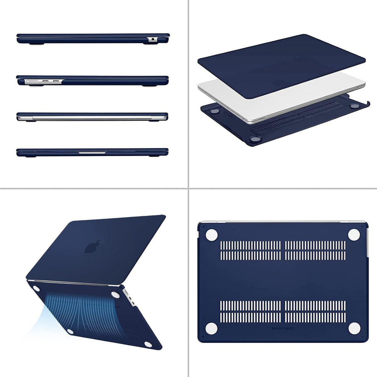 MOSISO Compatible with MacBook Air 13 inch Case 2025 2024 2023 2022 M4 A3240 M3 A3113 M2 A2681, Plastic Hard Shell&Keyboard Cover&Screen Film&Type C for MacBook Air 13.6 inch Case, Navy Blue
