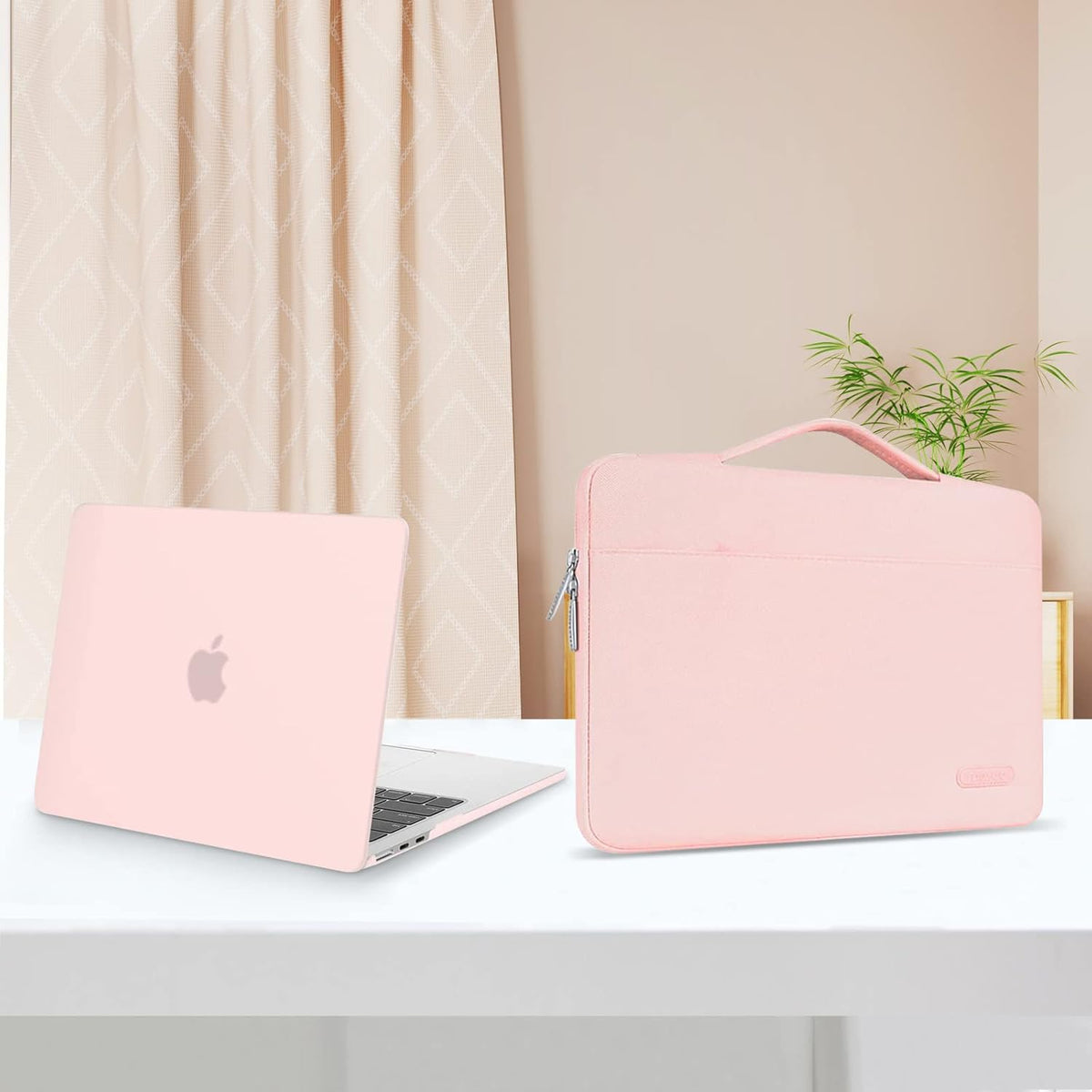 MOSISO Compatible with MacBook Air 13 inch Case 2025 2024 2023 2022 M4 A3240 M3 A3113 M2 A2681, Hard Shell&Sleeve Bag&Keyboard Skin&Webcam Cover&Screen Film for MacBook Air 13.6 inch, Chalk Pink