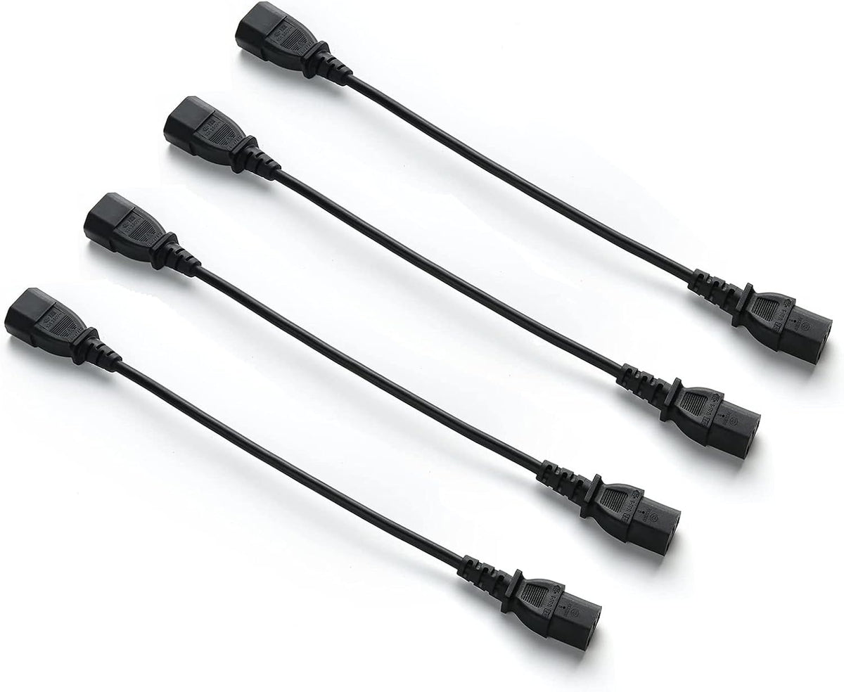 Hisonde 4-Pack C14 C13 1ft/30cm UPS Server to Extension Power Cable Cord