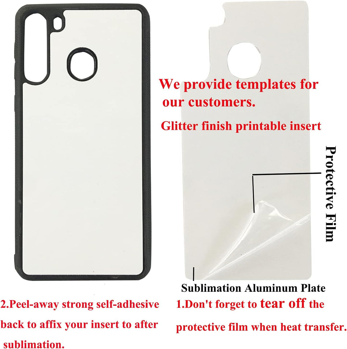 5PCS Compatible with Samsung Galaxy A21 Sublimation Blanks Phone Case, 2 in 1 Soft Rubber TPU DIY Customize Cover