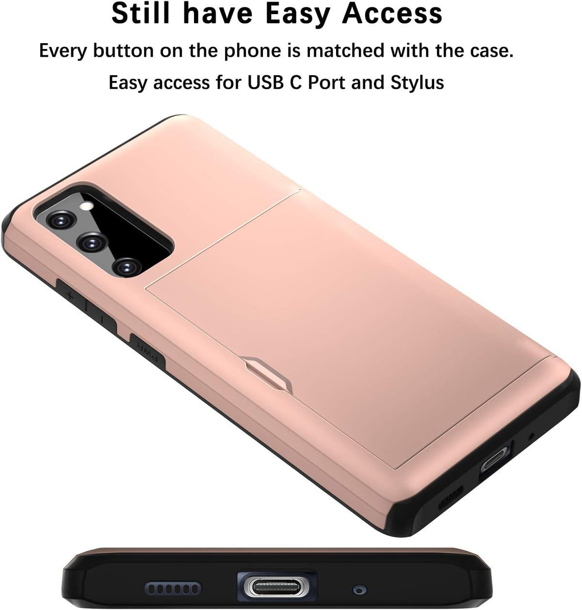 Jiunai for Samsung Galaxy S20 FE Case, Card Holder Wallet for 2 Cards, Protective Dual Layer Rubber Cover