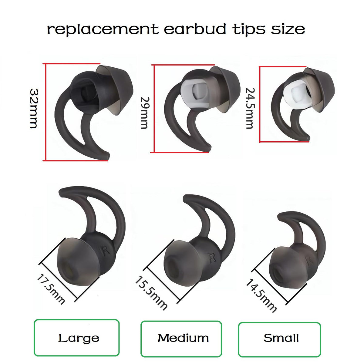 CYADCI Earbud Replacement Tips Silicone Earbud Tips EartipsCompatible with Bose Qc20 Qc30 IE2 SoundSport IE3 SIE2i Headphone Ear Tips 3 Pairs S M L
