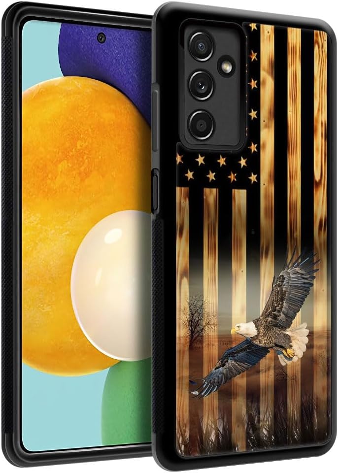 DAIZAG Samsung Galaxy A13 5G Case Compatible, Flying Eagle American Wood Grain Flag, Shockproof Anti-Scratch Protection