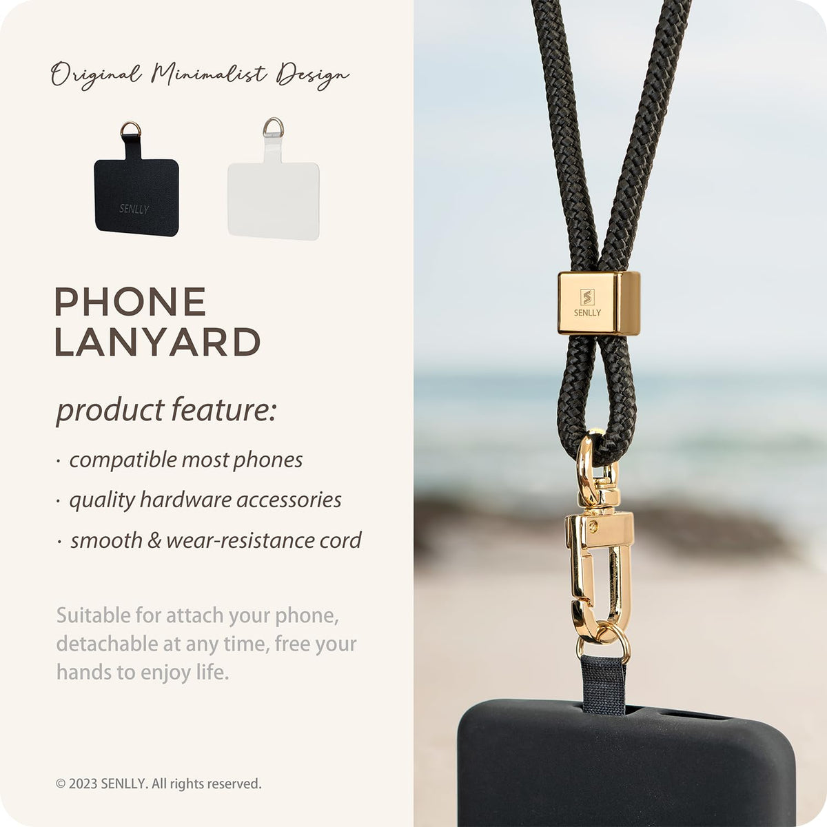 SENLLY Phone Lanyard with Ultra Thin Patch, Original Minimalist Design Neck Strap Compatible All Smartphone