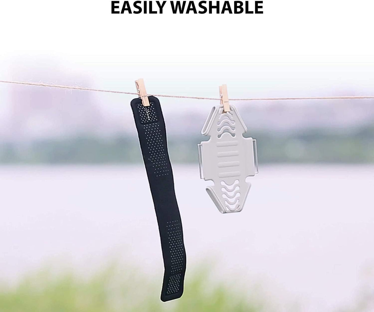 BONE Run Tie, Running Cell Phone Holder, Skin-Friendly & Washable Silicone Sport Armband, Universal Workout Phone Carrier Compatible with Most Smartphone (Gray - Size XL/Arm Size 15.7-21.4")
