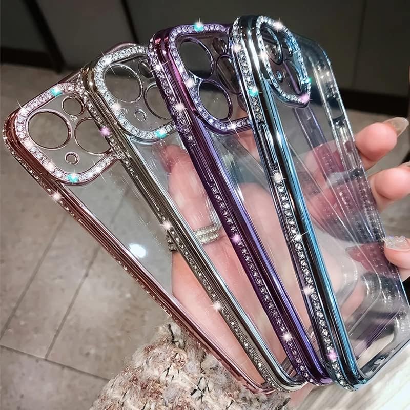 Casechics Luxury Glitter Bling Case for iPhone 13, Electro Plated Frame Edge Border, Full Body Protective Clear Soft