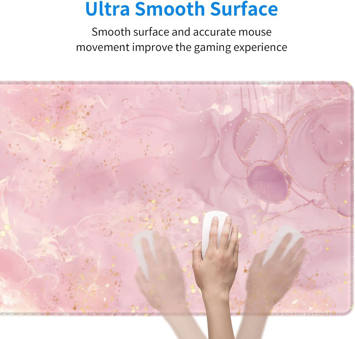 Rose Gold Marble Large Mouse Pad Extended Gaming Mousepad 31.5 x 11.8 Inch with Anti-Slip Rubber Base Cute Office Decor Women Girls Computer Accessories Home Office Supplies
