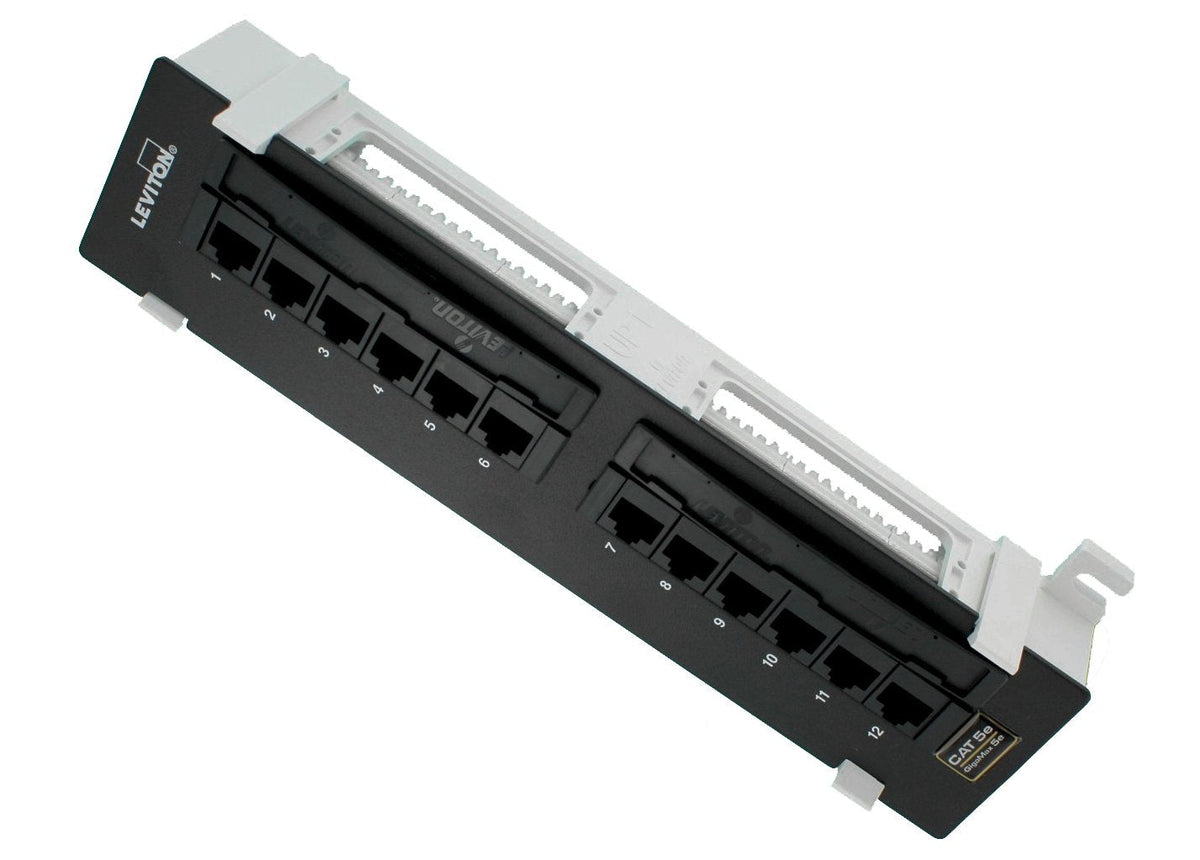 Leviton Cat 5e Flat 12-Port Patch Block, 5G596-U89, Black