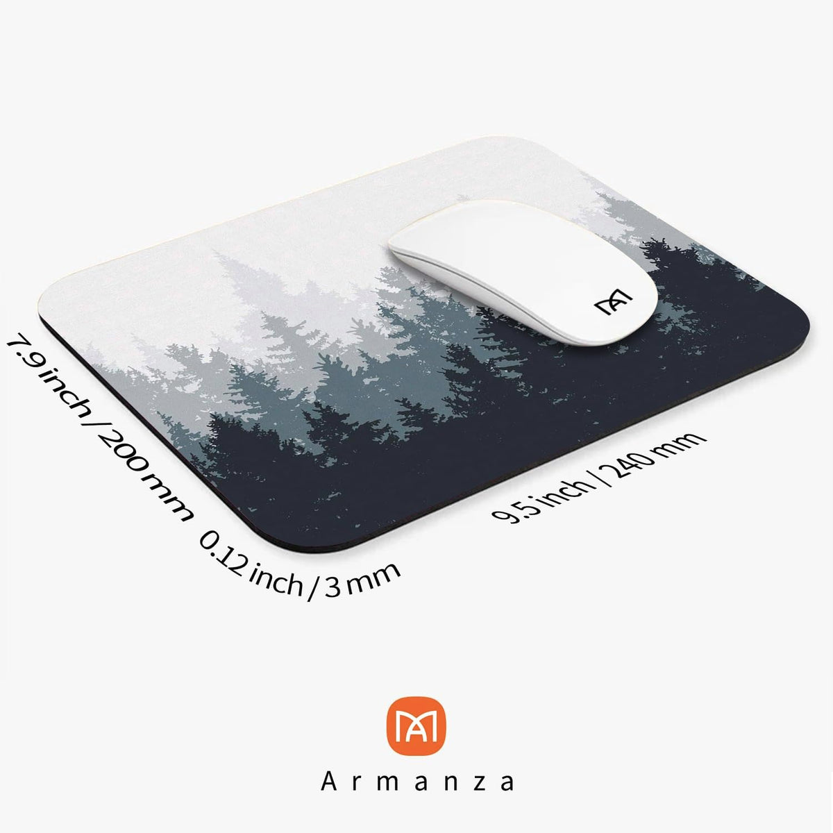 Square Mouse Pad Forest, Personalized Premium-Textured Custom Mouse Mat Design, Washable Mousepad Cloth, Non-Slip Rubber Base Computer Mouse Pads for Wireless Mouse
