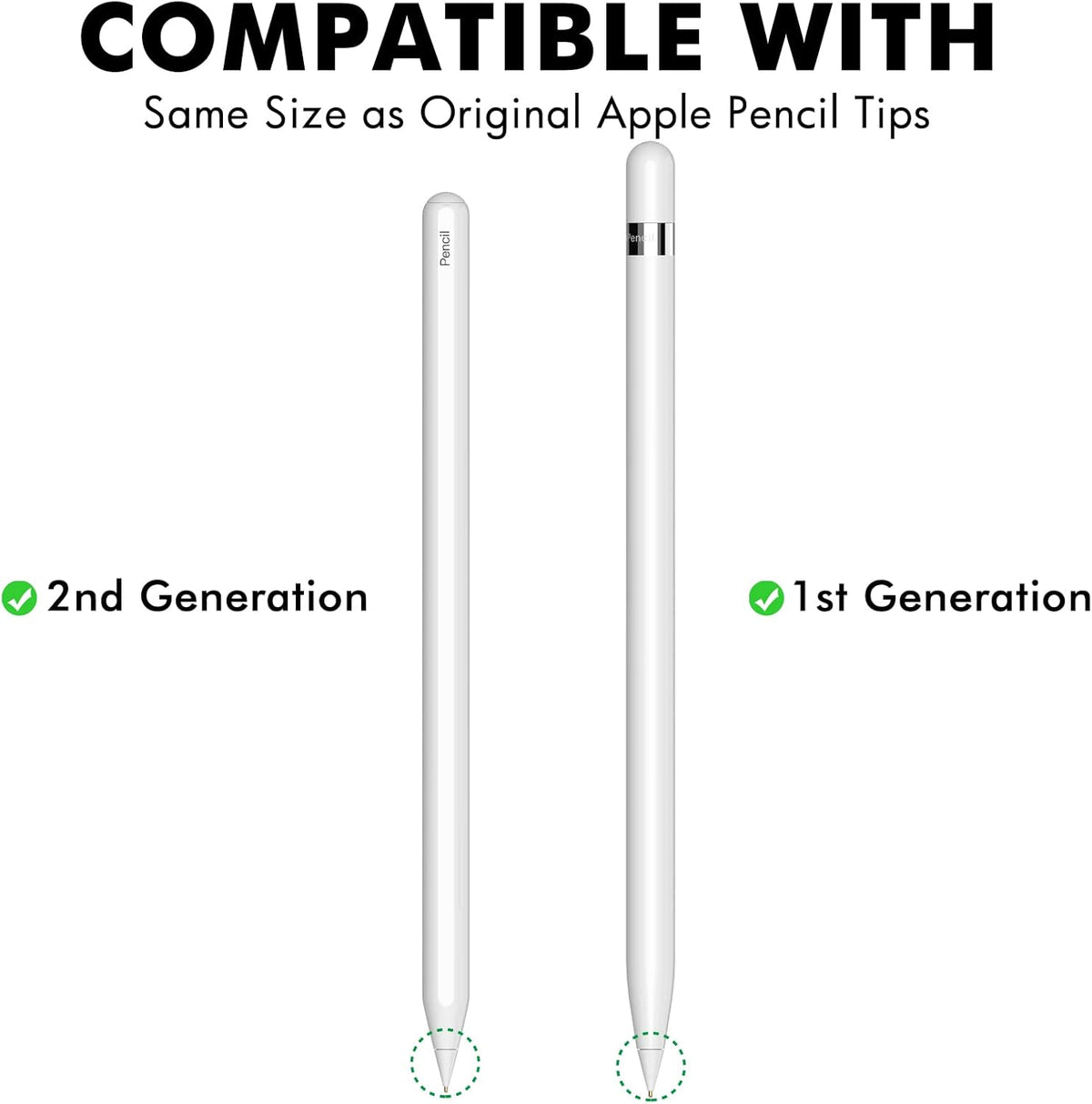 NIUTRENDZ 4 Pack Replacement Tips for Apple Pencil 2nd Generation and 1st Generation Fine Point Metal Tip, Wear-Resistant & Precise Control (1.95mm, White)