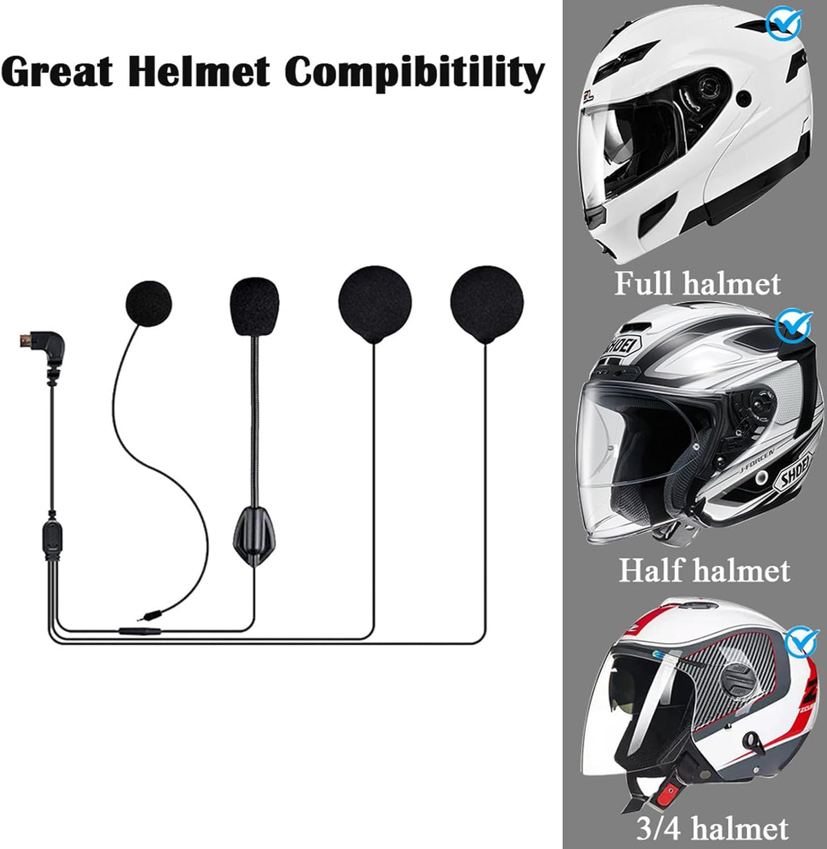 FreedConn Microphone Headphone Soft Cable Headset & Clip Accessory for T-COMVB and T-COMSC Series
