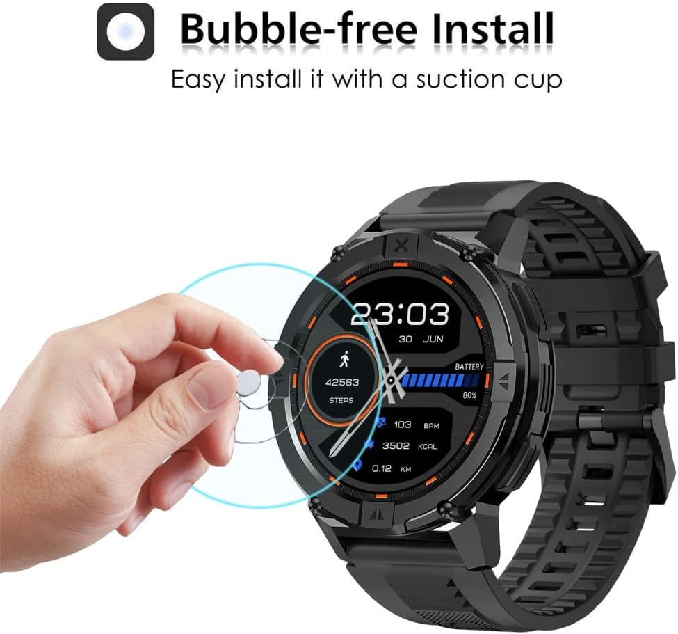 3 Pack Tempered Glass Screen Protector for Carbinox X-Ranger Smart Watch, Anti-Scratch Foils Glass