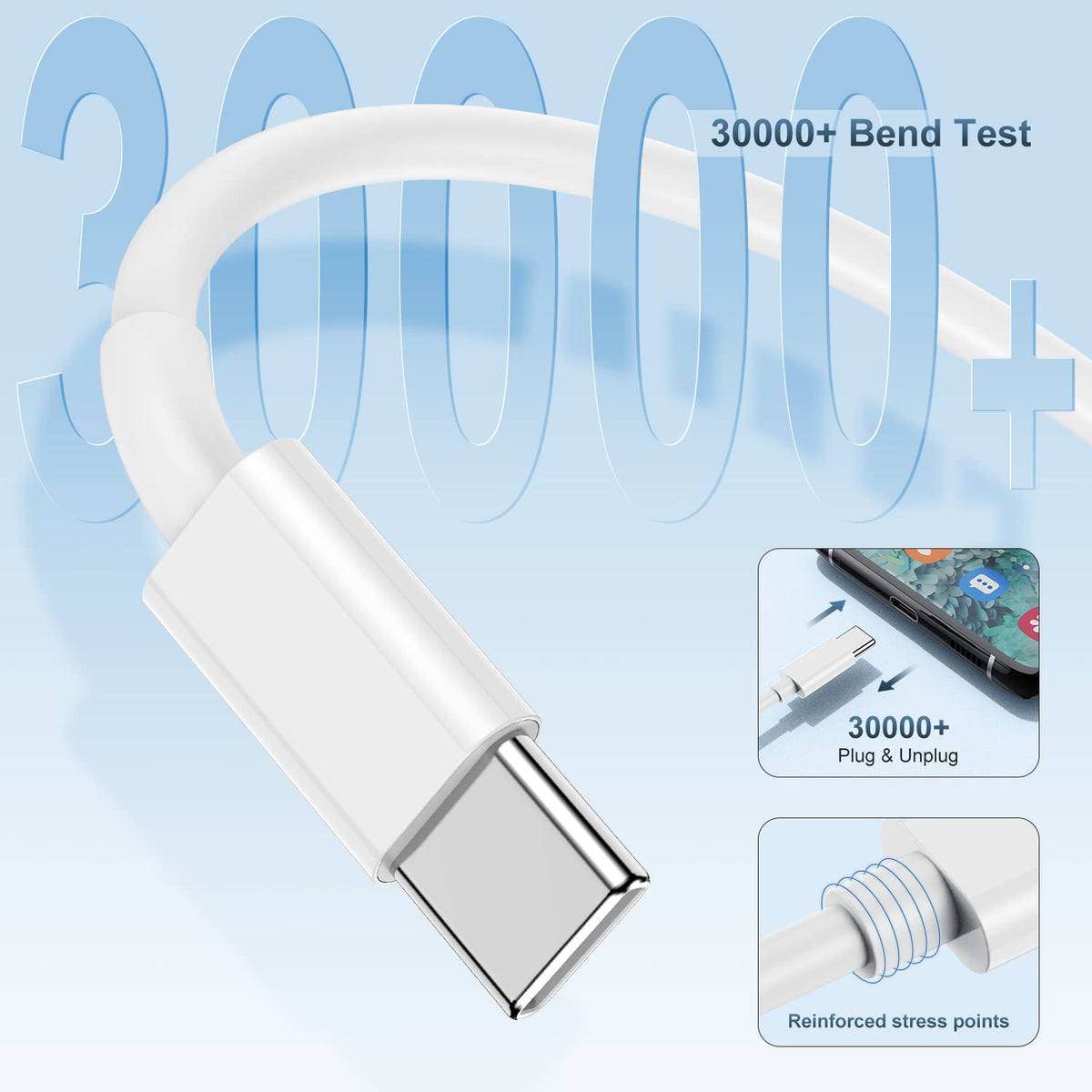 20W USB C Fast Charger Block & 10 Ft Type C to C Cable (60W) for iPhone 15 Pro Max, iPad, MacBook, Samsung.