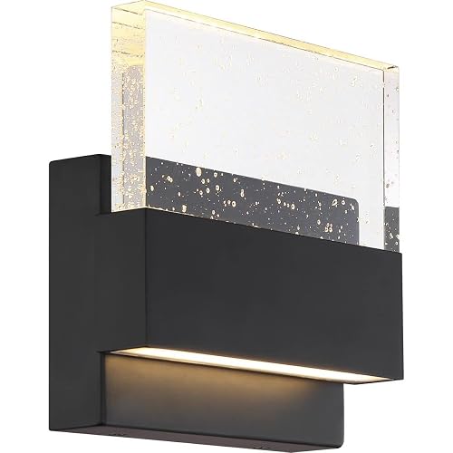 Nuvo Matte Black Finish with Seeded Glass