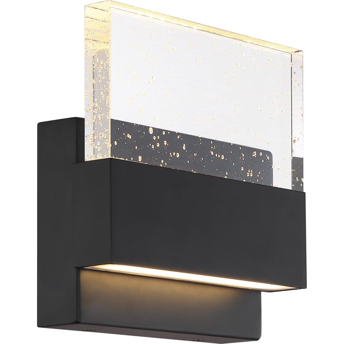 Nuvo Matte Black Finish with Seeded Glass