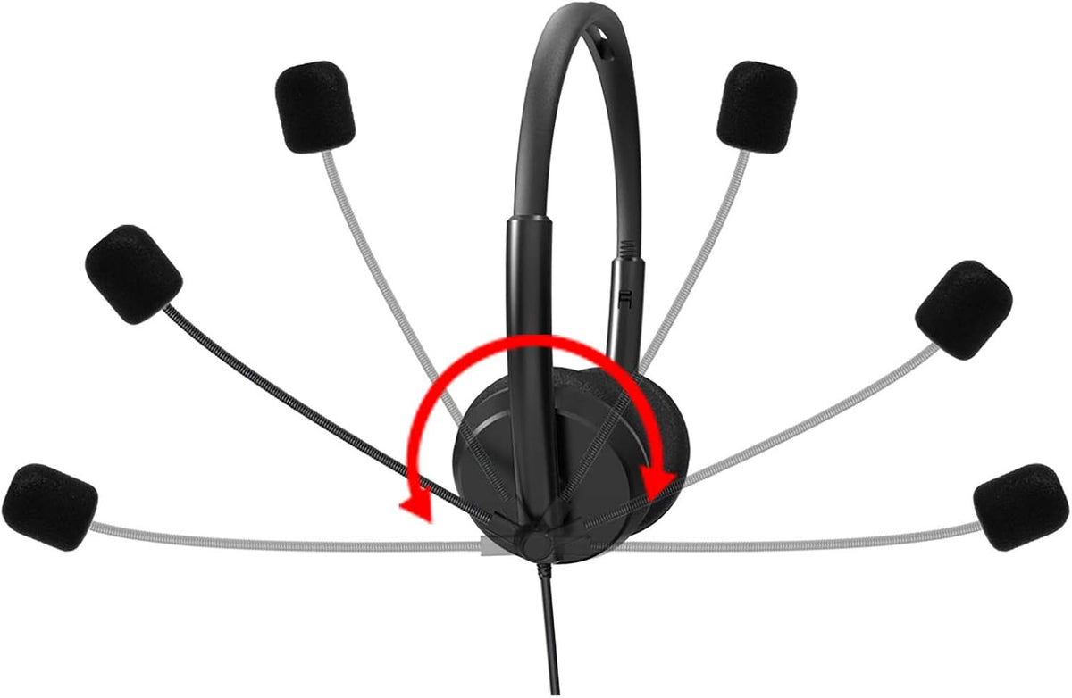 GEEKRIA USB Headset with Mic | Wired Headphone for PC, Laptop, Tablet | Noise Cancelling Microphone (Black)
