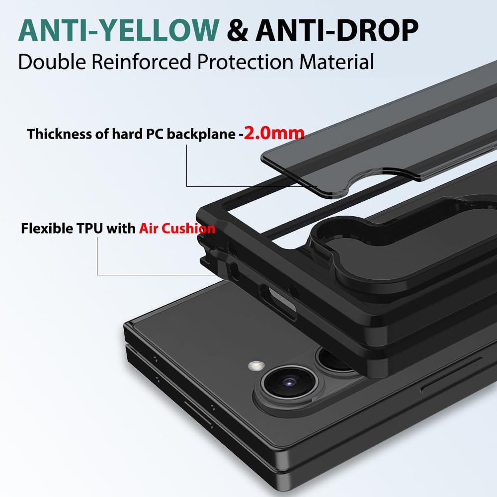 Samsung Galaxy Z Fold 6 Case, Black Thin Anti-Scratch PC with Camera Frame Protection, Shockproof Design