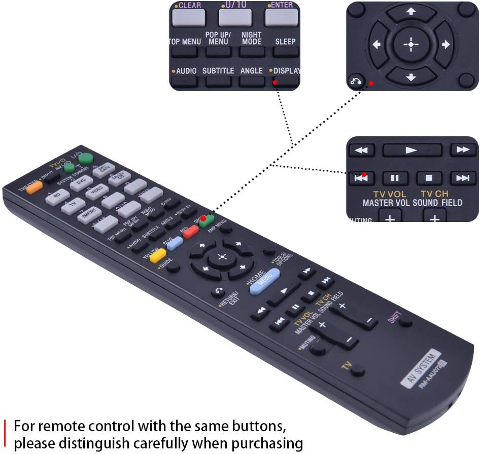 RM-AAU072 RMAAU072 Replacement Remote Control for Sony AV Receiver Home Audio Theater System, Compatible with Multiple