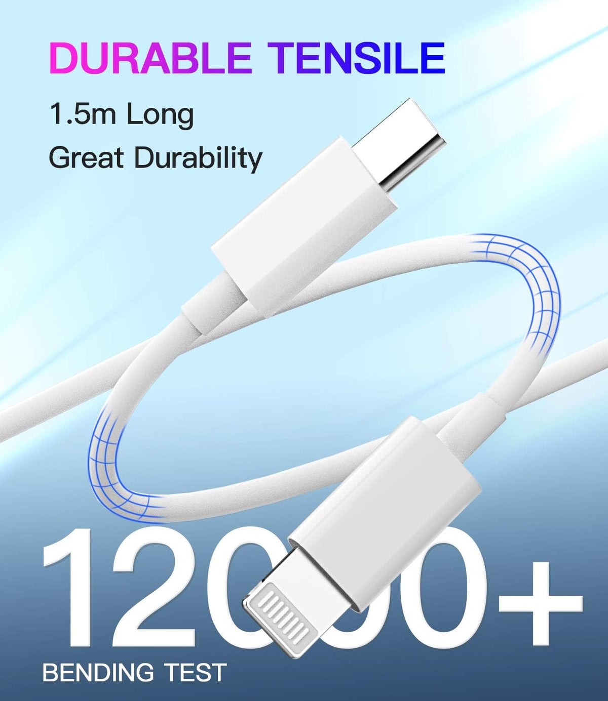 USB C Fast PD Wall Charger Block, 18W 20W Power Adapter with 5ft Cable Compatible with iPad iPhone 11 12 Pro