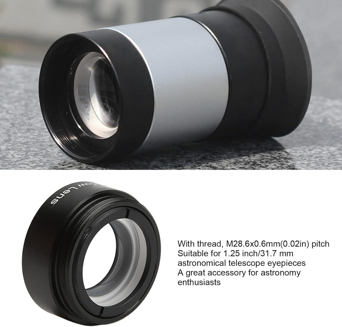 Extra Objective Lens, Clear Optical Glass 5X Microscope Camera Lens for Astronomy Lovers