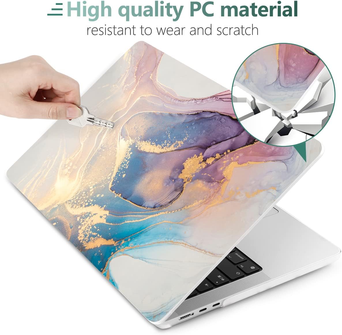 MEEgoodo Case for M4/M3/M2 MacBook Air 13.6 inch Case 2025 2024 2022, Fit Model A3240/A3113/A2681, Laptop Hard Shell with Keyboard Cover Compatible with MacBook Air 13 inch, Abtract Marble