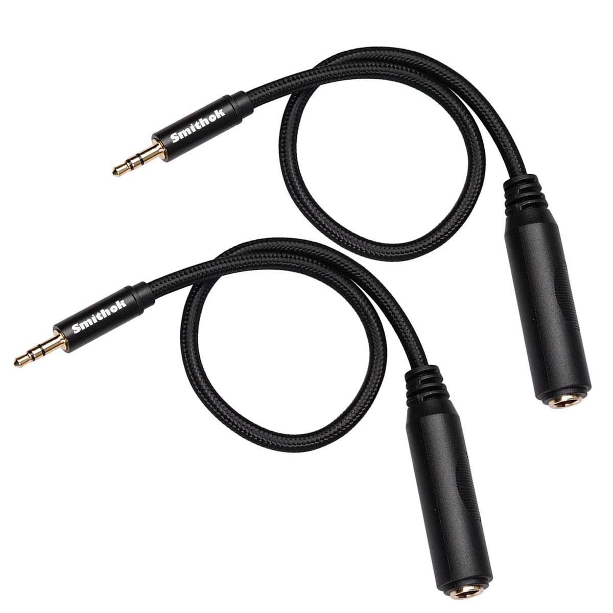 Smithok 2 Pack 3.5mm to 1/4 inch Female Headphone Adapter, Quarter 1/4 inch 6.35mm Stereo Female Jack to 1/8 inch 3.5mm Male Audio Adapter