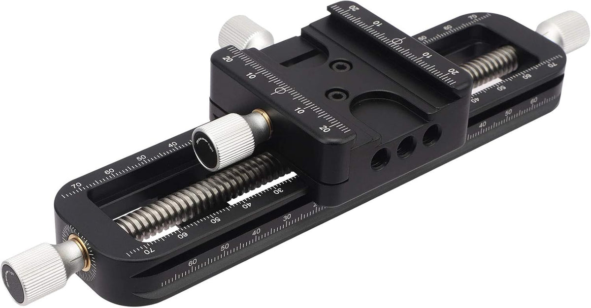 Haoge FM-160 Wormdrive Macro Rail for Macro Photography Track, Focus Stacking Precision Focus Slider/Close-up Shooting Clamp Plate Fine-Tuning Screw Rod