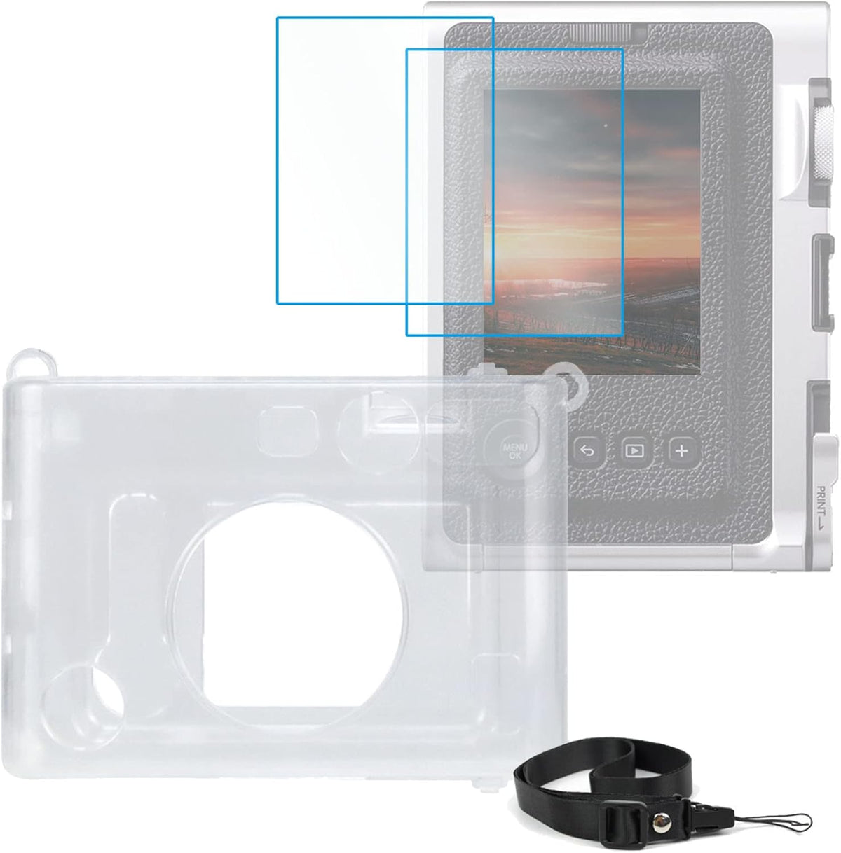 Mini Evo Clear Case for Fujifilm Instax Mini Evo Instant Camera, Transparent Photo Printer Protector with Accessories