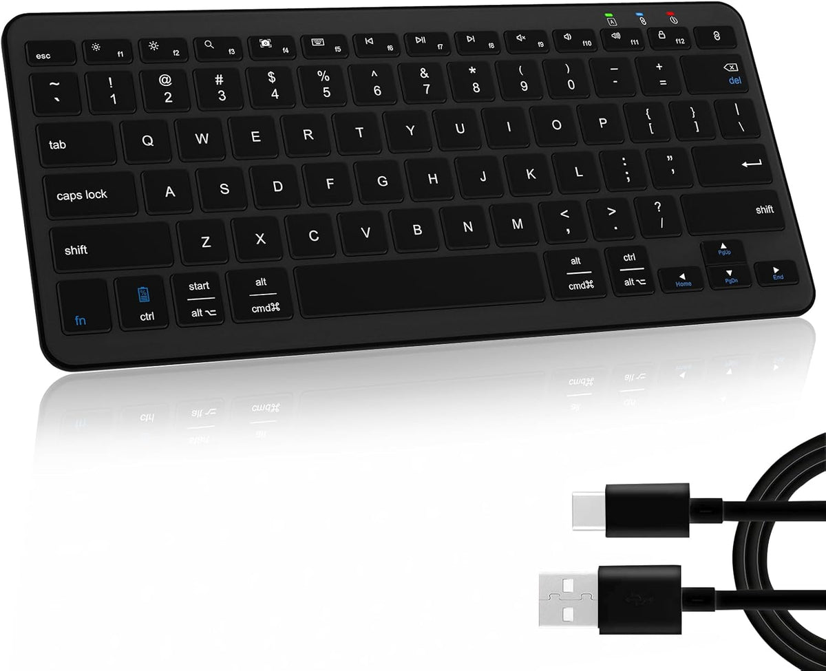 Bluetooth Keyboard, Ultra-Slim Wireless for iPad, Rechargeable Ergonomic Computer Keyboard for iOS, Android, Windows PC