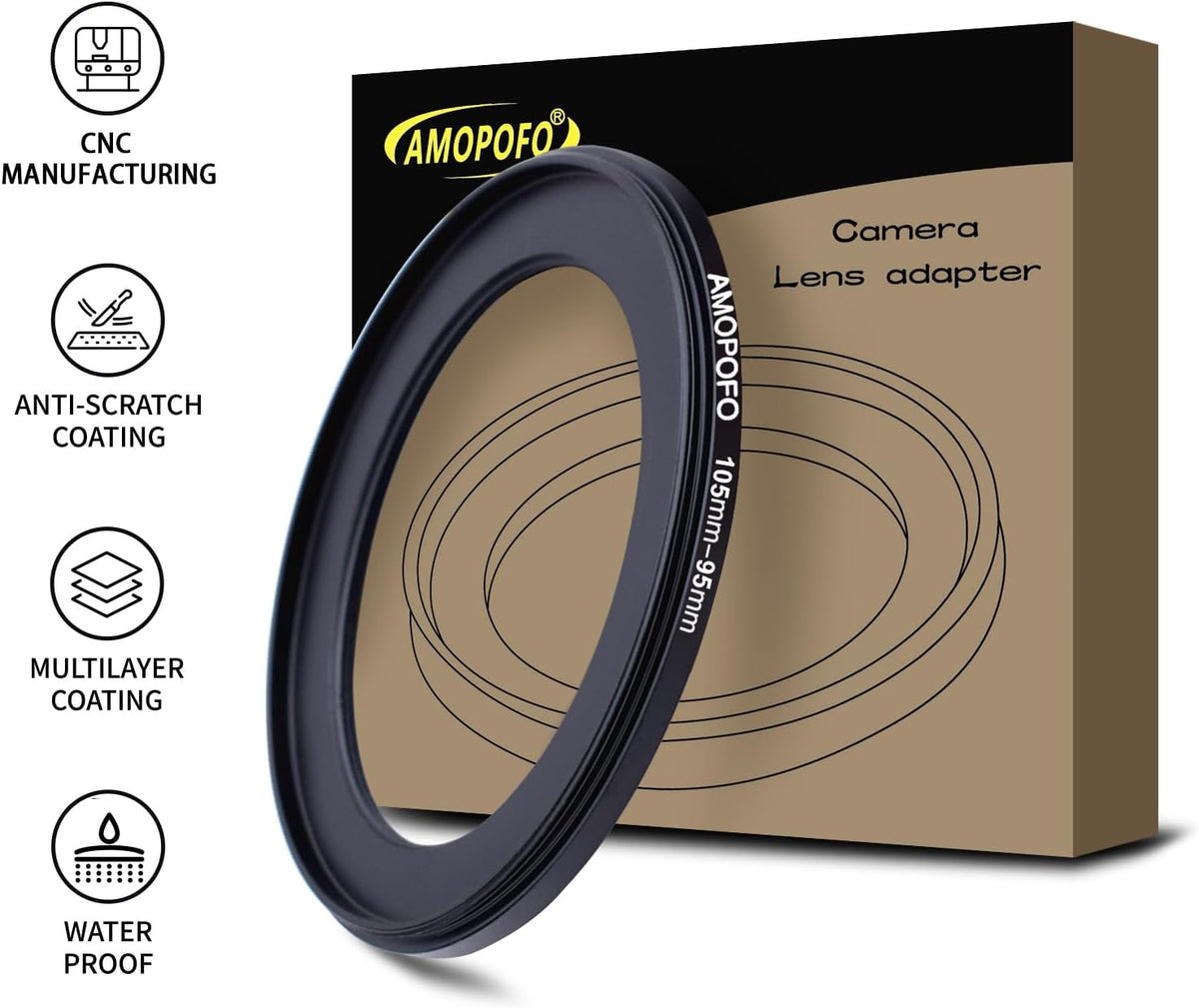 105mm to 95mm Camera Filter Ring, Step-Down Ring Adapter for 95mm UV, ND, CPL Filters