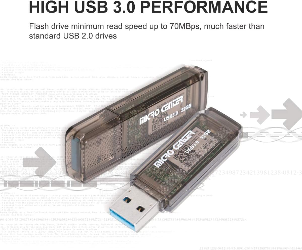 INLAND Micro Center SuperSpeed 5 Pack 32GB USB 3.0 Flash Drive Gum Size Memory Stick Thumb Drive Data Storage Jump Drive (32G 5-Pack)