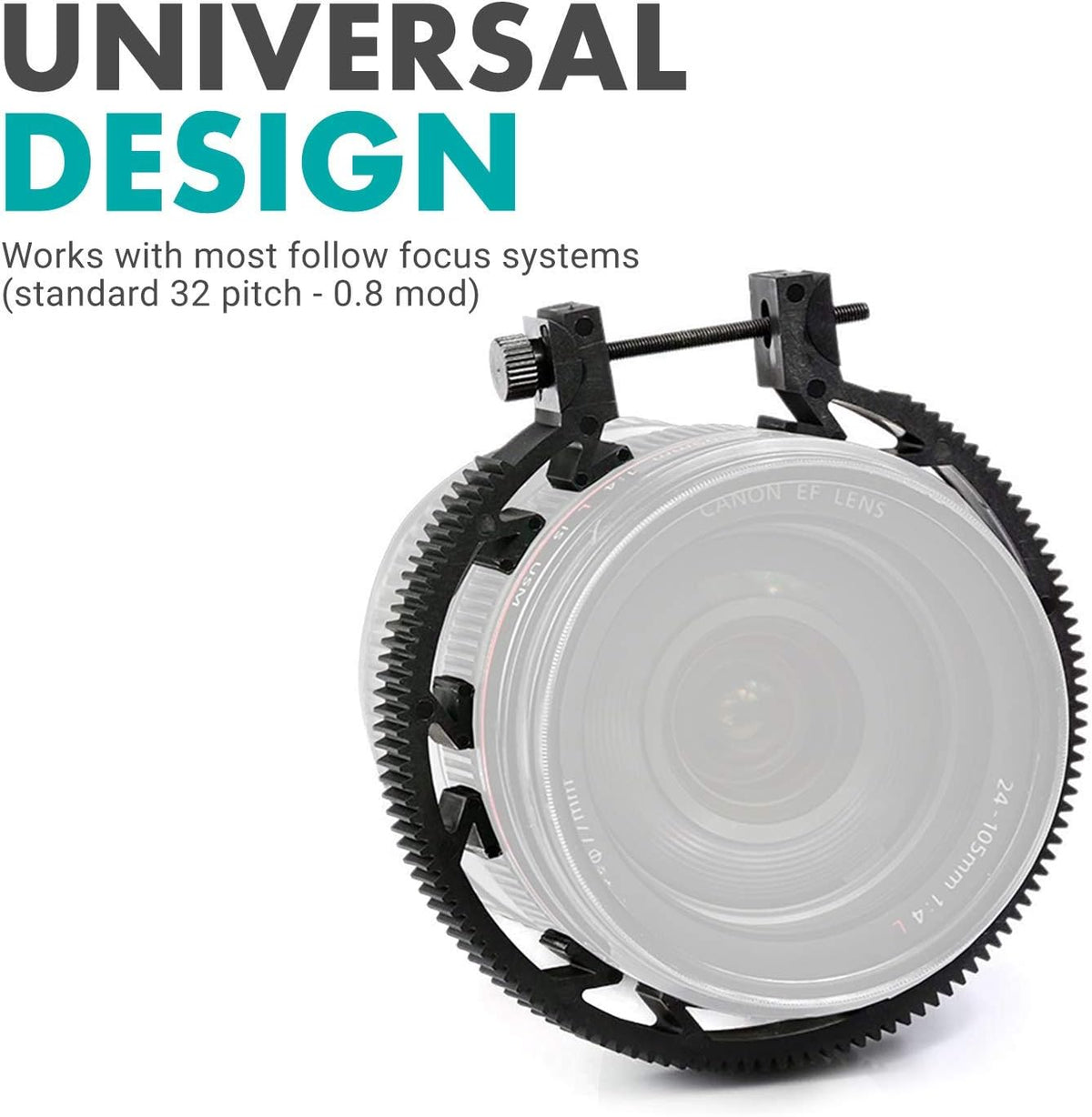 Movo FR3 Adjustable Follow Focus Ring Set of 3, 65mm, 75mm, and 85mm Lens Gear Rings, Standard 32 Pitch - 0.8 mod