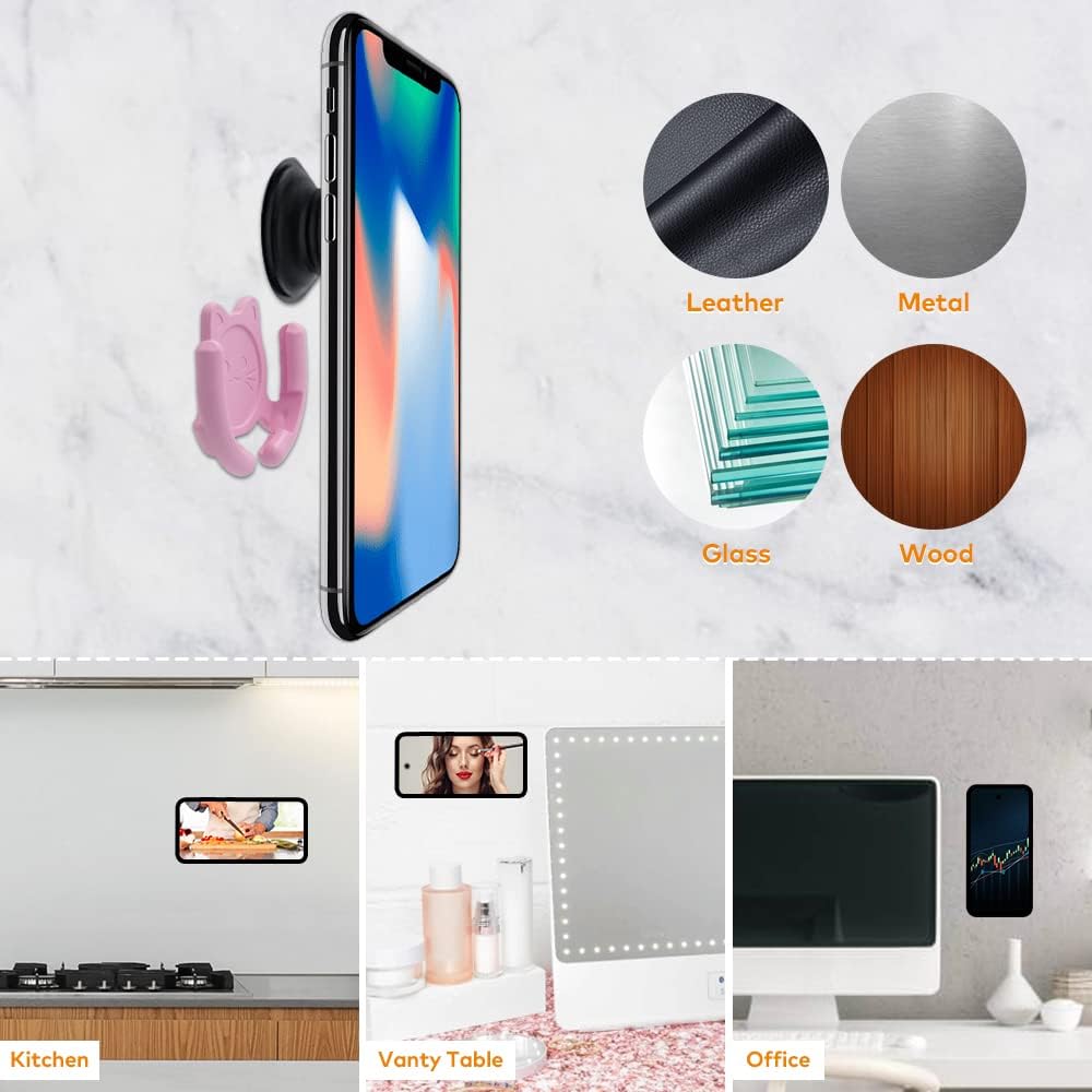 Multi-Surface Car Mount Holder 2 Pack, Compatible with PopSocket Grips, Cute Cat Design with Strong Adhesive Gel Pad