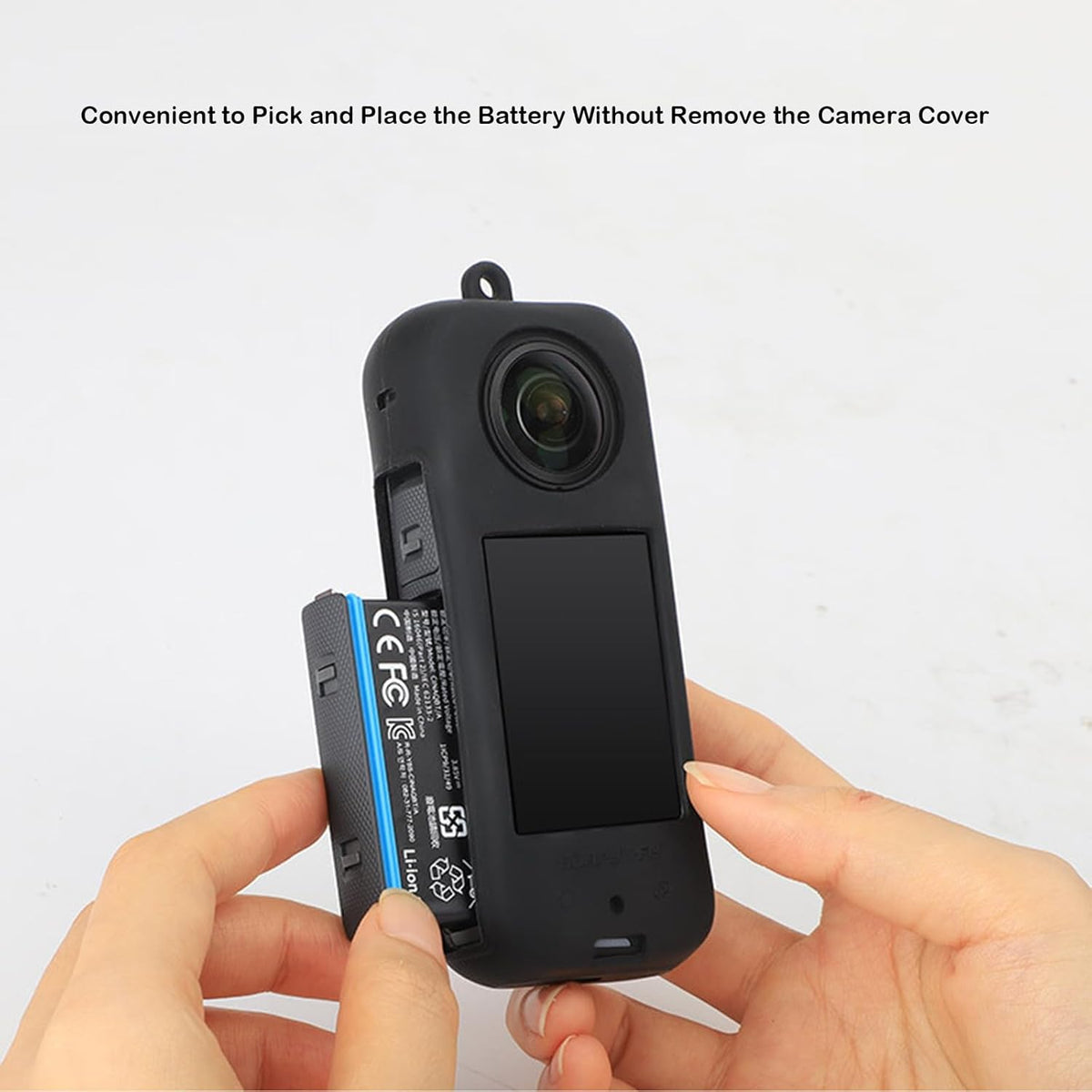 LICHIFIT Silicone Case Lens Cap - Protective Cover Shell Skin with Lanyard for Insta360 X3 Action Camera Accessories