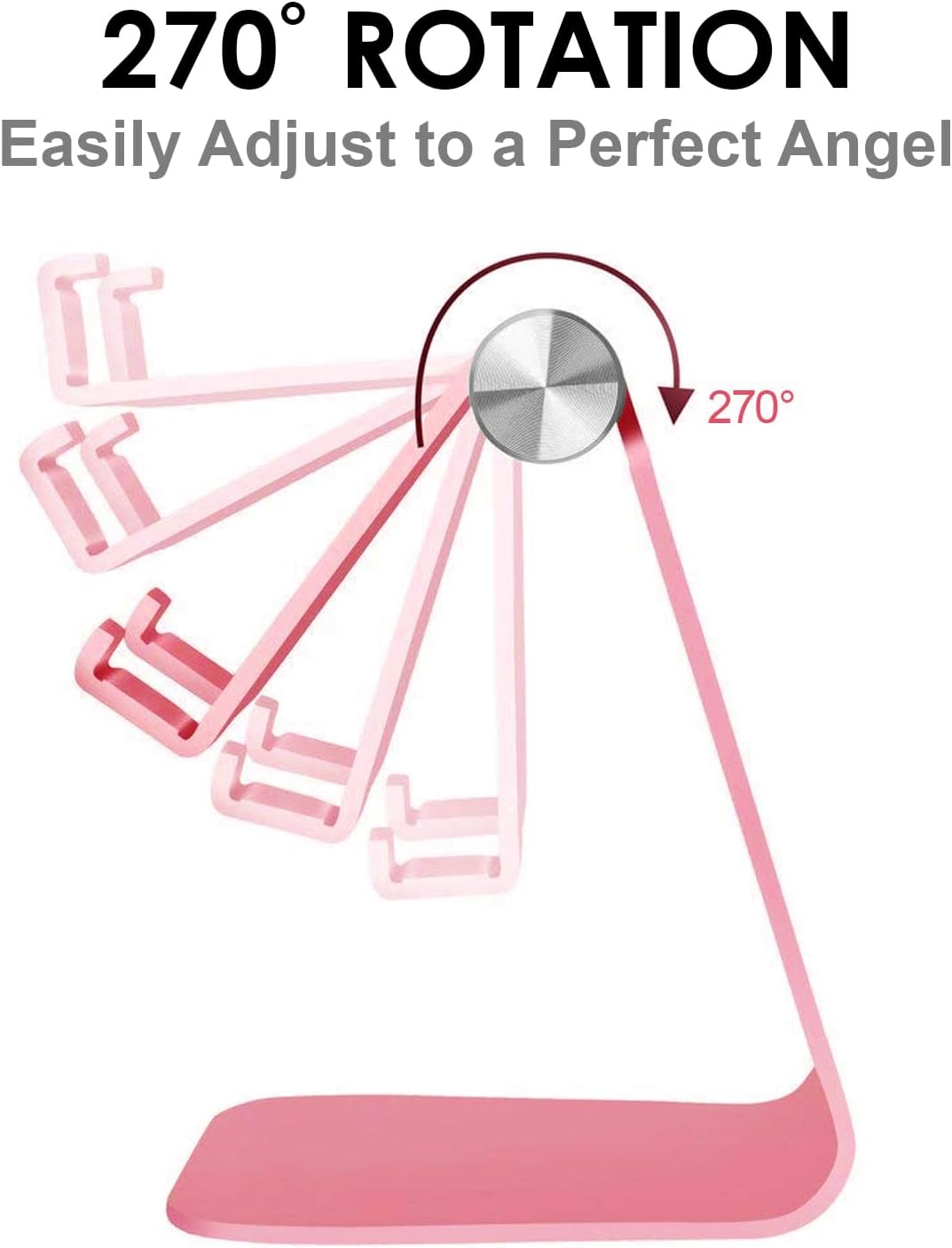 Adjustable Multi-Angle Aluminum Cell Phone Tablet Stand, Non-Slip Dock Holder Cradle Charger Station Mount, Foldable