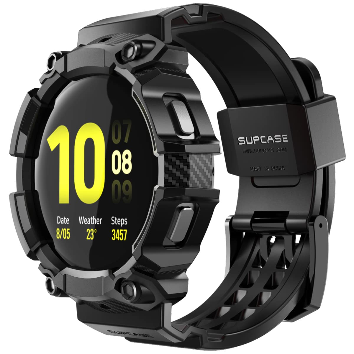 Supcase [Unicorn Beetle Pro] Series Case For Galaxy Watch 4 [44Mm] 2021 Release, Rugged Protective Case With Strap Bands (Black)
