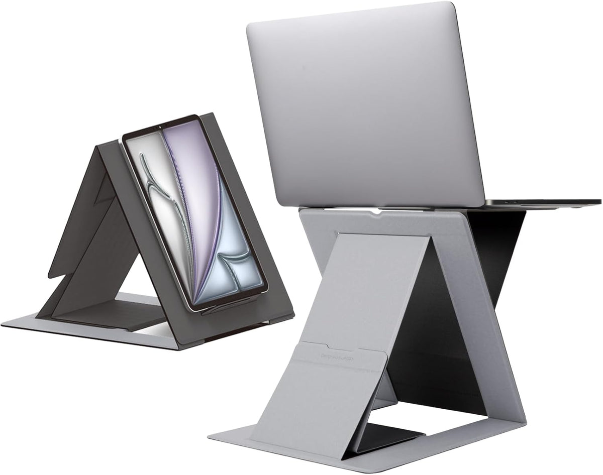 MOFT Folding Laptop Stand Lap Desk, Portable & Mini Computer Stand Laptop Desk for Travel and Home Office, Ergonomic Design with Adjustable Viewing Angles, Lightweight Computer Cooling Riser, Gray