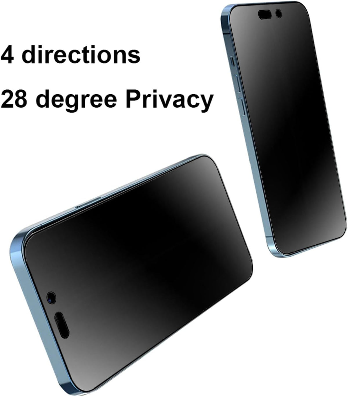 2 Pack 360 Degree Anti-glare Privacy Tempered Glass for iPhone 15, Anti-Spy Matte Screen Protector Film, 6.1 inch