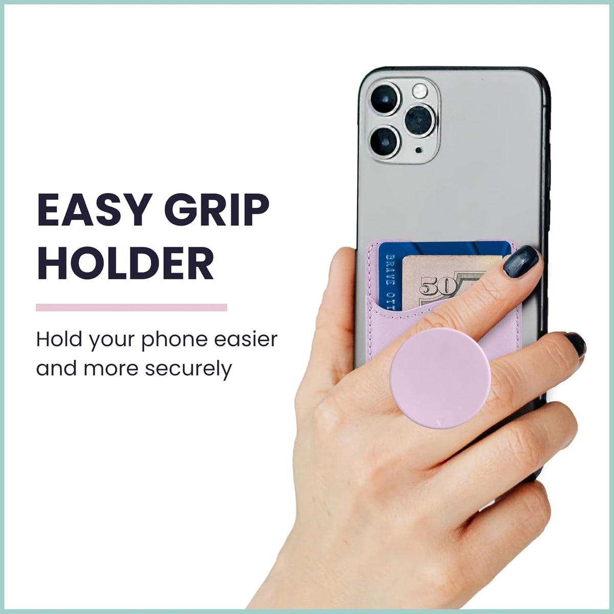 Wallaroo Wallets Premium Leather Phone Card Holder with Stand, Non-Slip Interior Strong Adhesive Grip