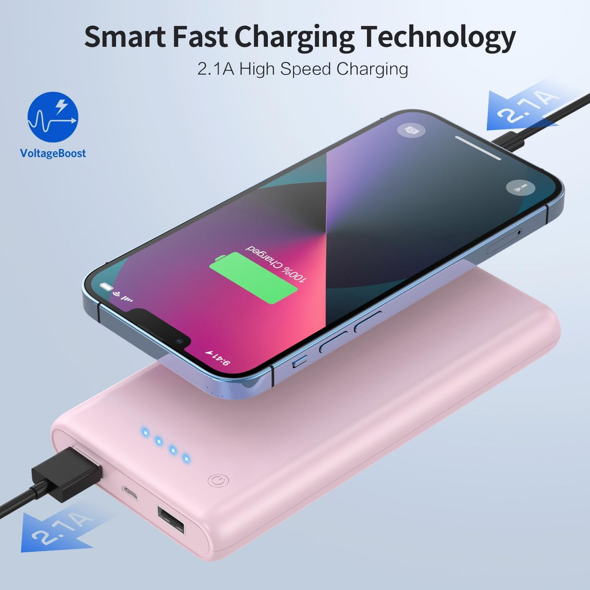 Portable Charger Power Bank 26800mah,Ultra-High Capacity Safer External Cell Phone Battery Pack,2 USB Output High Speed Charging Power bank Compatible with iPhone 16/15/14/13/12 Samsung Android-Pink