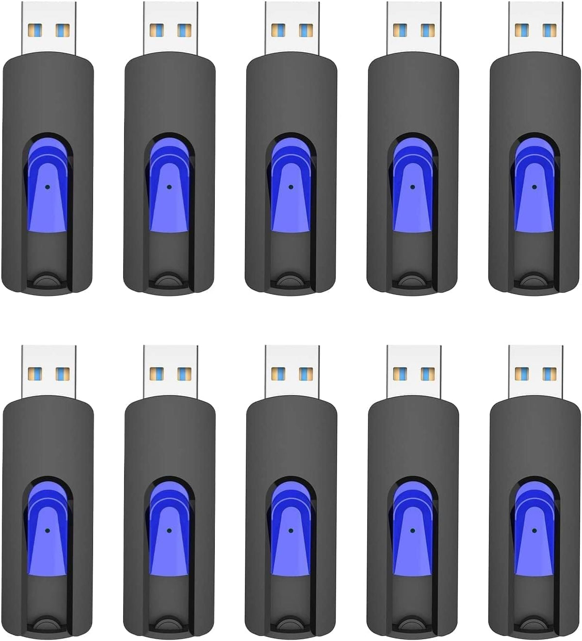JUANWE 32GB Flash Drive 10 Pack 3.0 USB Thumb Drive Retractable Slide Memory Sticks for Computers Bulk USB Jump Drive Data Storage Pen Drive Blue