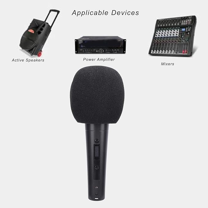 Wired Dynamic Microphone Moving Coil Dynamic Cardioid Handheld Microphone with Shock Absorber for Active Speakers Mixers Amplifiers (Black)