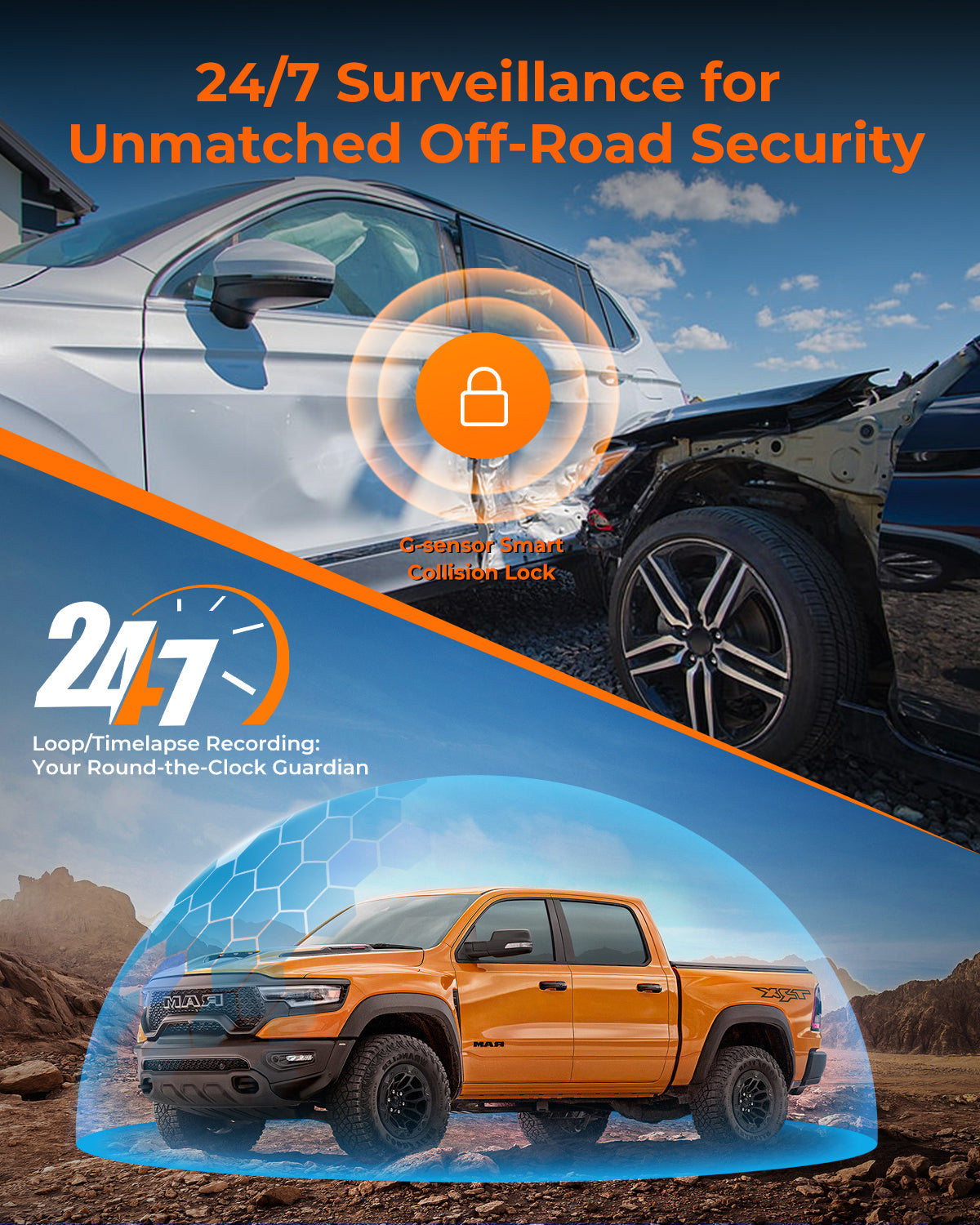 The Legend 2ch Waterproof Rear View Mirror Dash Cam with 4K Front and 2.5K Rear Cameras