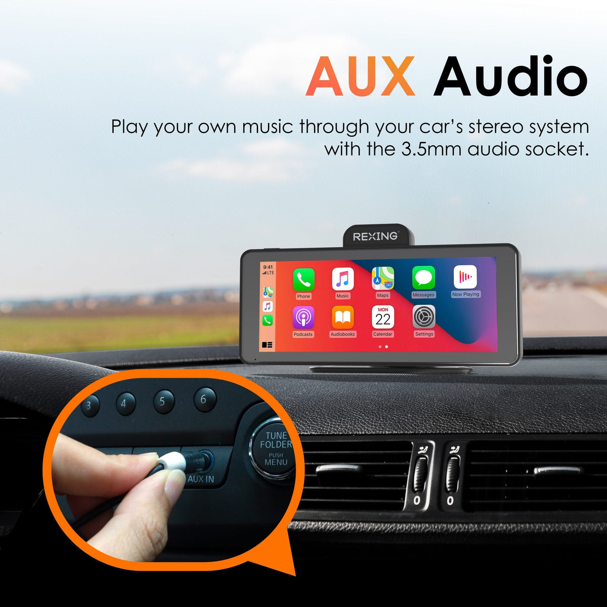 Rexing CP DUO 686 Wireless Apple CarPlay & Android Auto Display with 4K Dash Cam (Open Box)